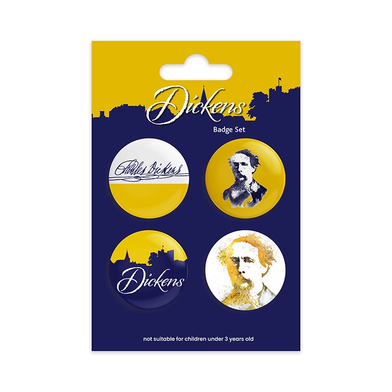 Dickens Set of 4 x 38mm Button Badges