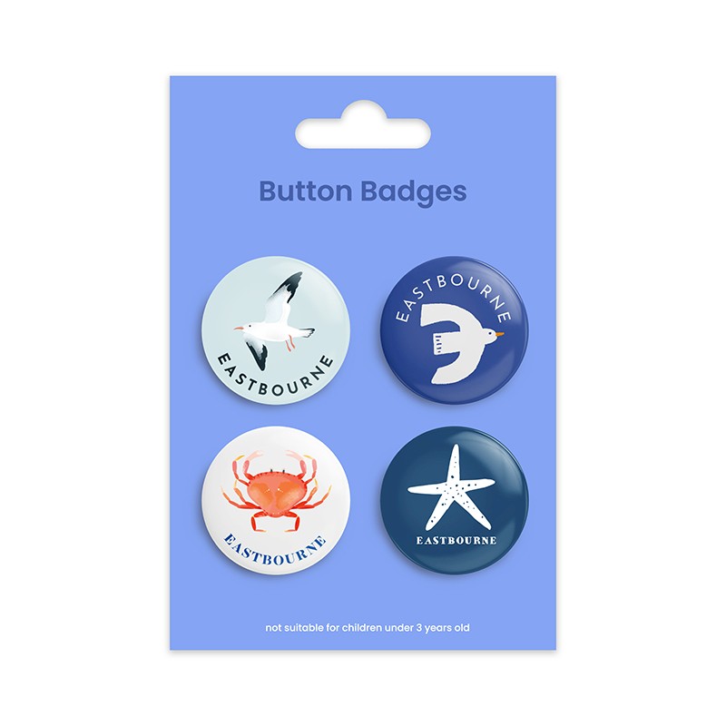 Seaside Set of 4 x 38mm Button Badges