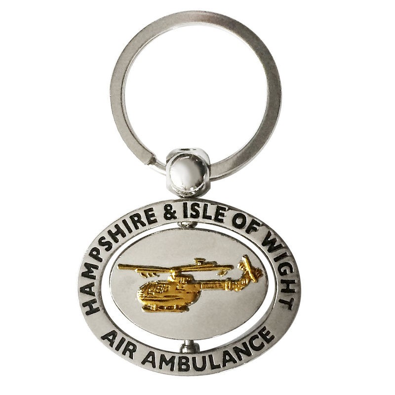 Nickel relief stamped spinner keyring air ambulance