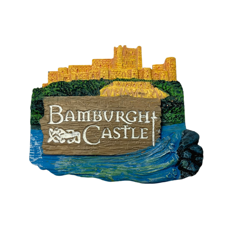 Hand painted bespoke Resin Fridge Magnet bamburgh castle