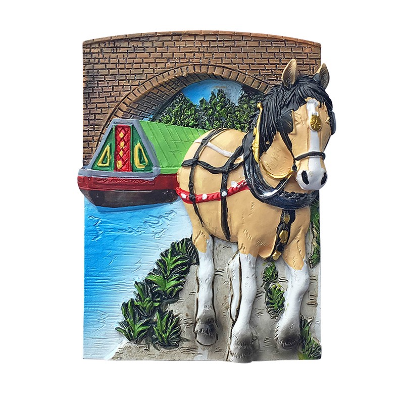 Hand painted bespoke Resin Fridge Magnet horse boat canal