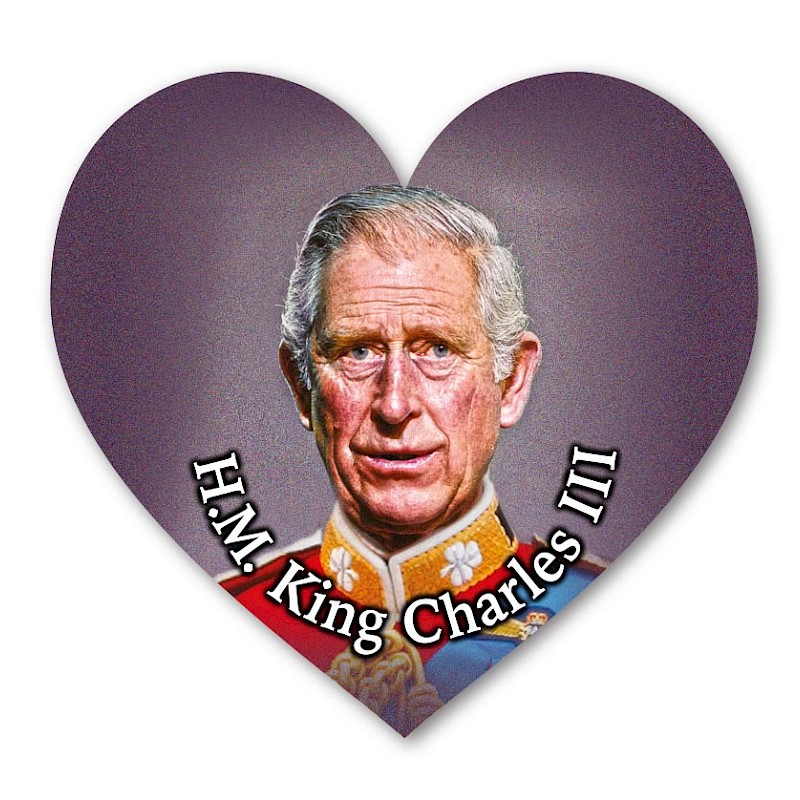 MDF Heart Shaped HM King Charles Third 3rd III Fridge Magnet