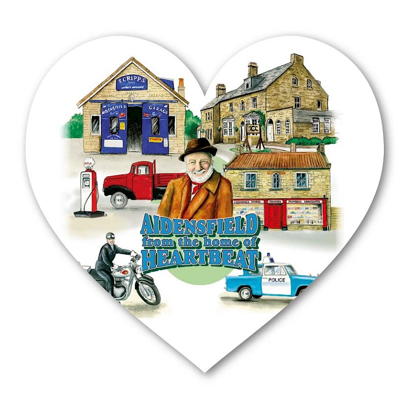 MDF Heart Shaped Fridge Magnet Aidensfield home of heartbeat Local view magnets