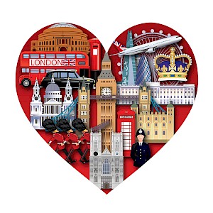MDF Heart Shaped Fridge Magnet london union jack britain Thumbnail