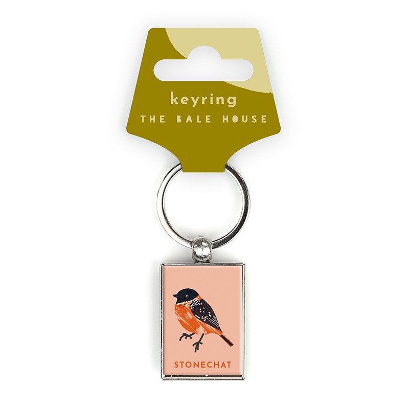 Rectangular Photostone Keyring the bale house bird wildlife