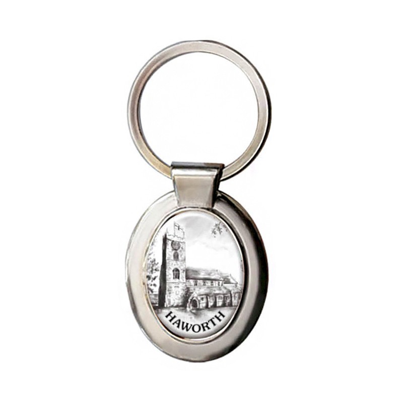 Silver Plated Oval Photostone Keyring
