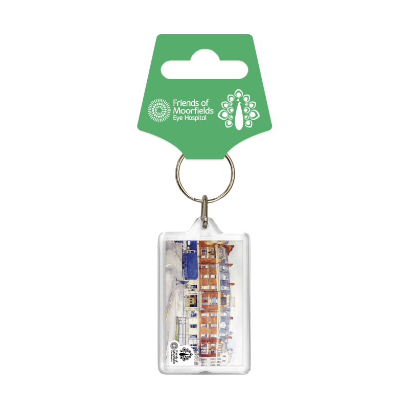 Acrylic Keyring with Hanger friends of moorfield eye hospital