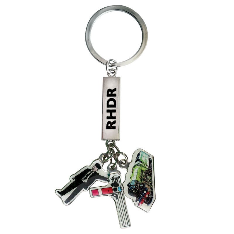 printed charm keyring with railway charms