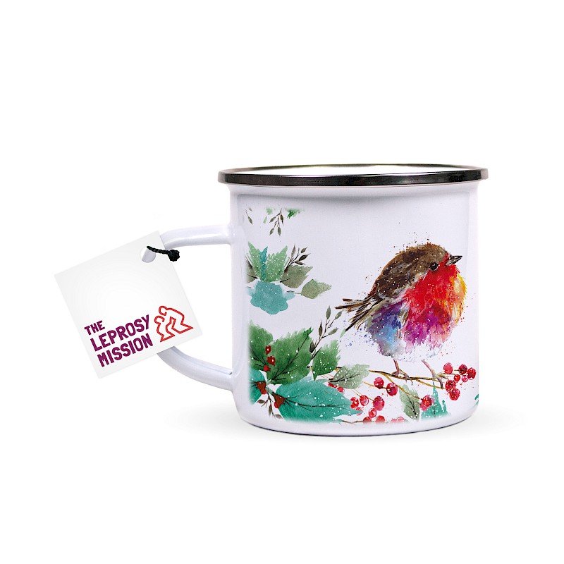 Enamel Mug with Silver Rim