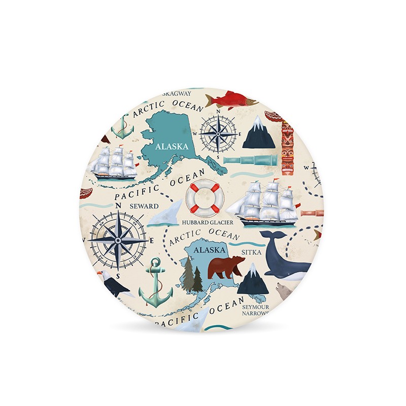 Alaska Single Cork Backed Coaster Round