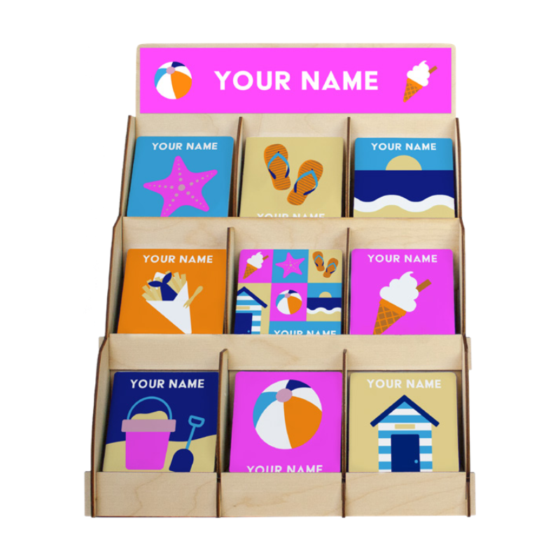 9 pocket coaster display stand seaside neon coastal