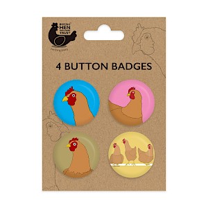 Hens Set of 4 x 38mm Button Badges Thumbnail