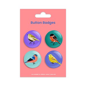 Birds Set of 4 x 38mm Button Badges Thumbnail