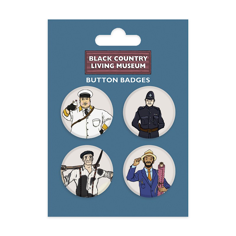 Set of 4 x 38mm Button Badges Black Country Living Museum