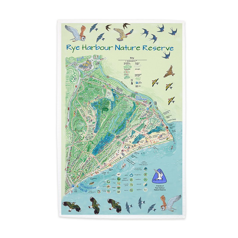 Full Colour Tea Towel UK Printed rye harbour nature reserve
