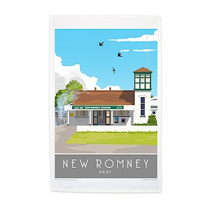Full Colour Tea Towel UK Printed new romney railway station Thumbnail