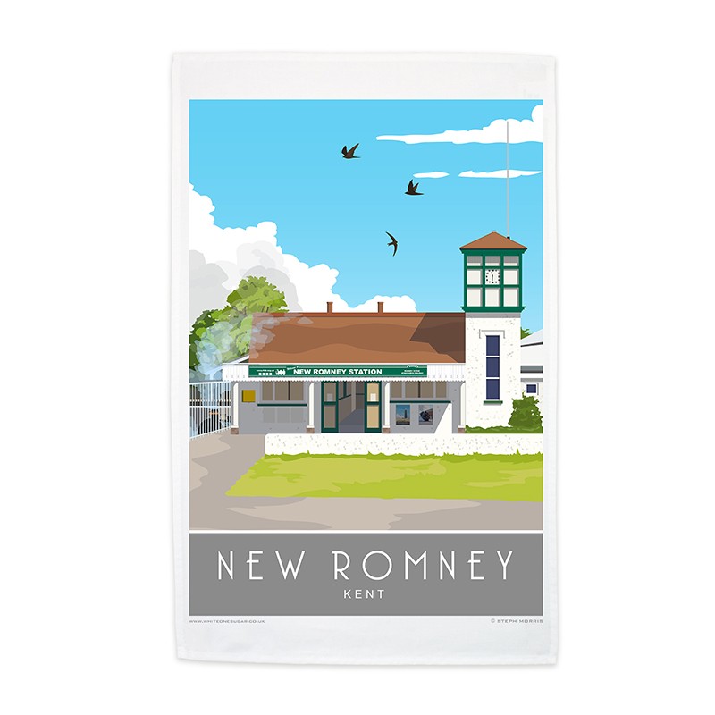 Full Colour Tea Towel UK Printed new romney railway station