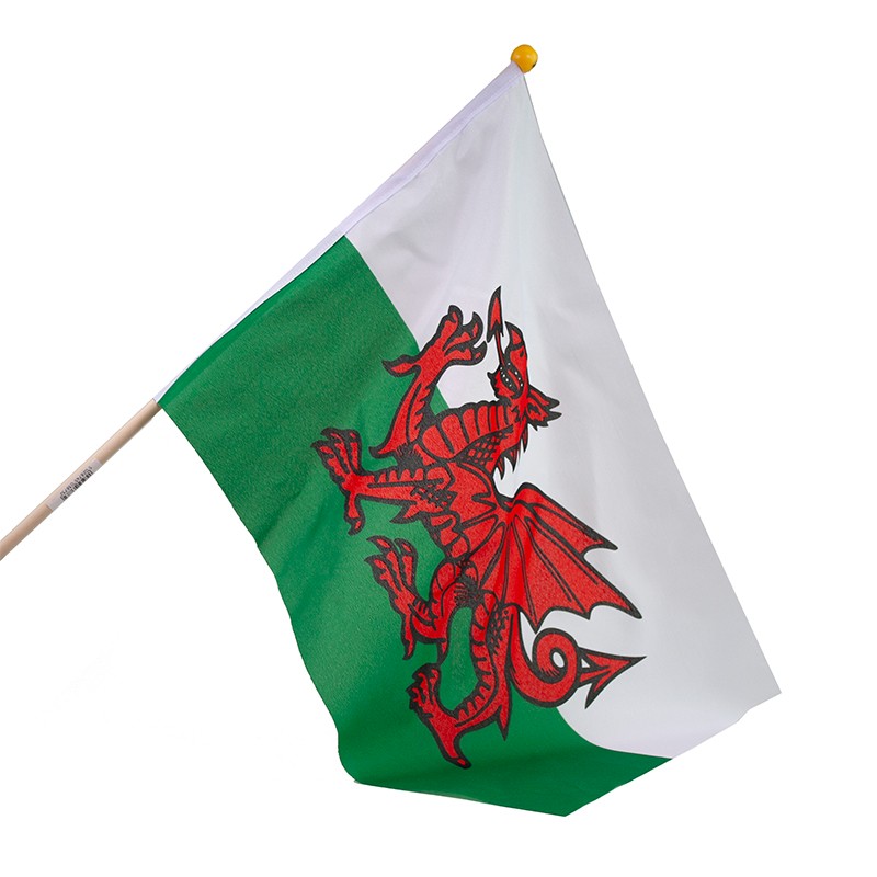 18" x 12" Hand Waving Flag Wales