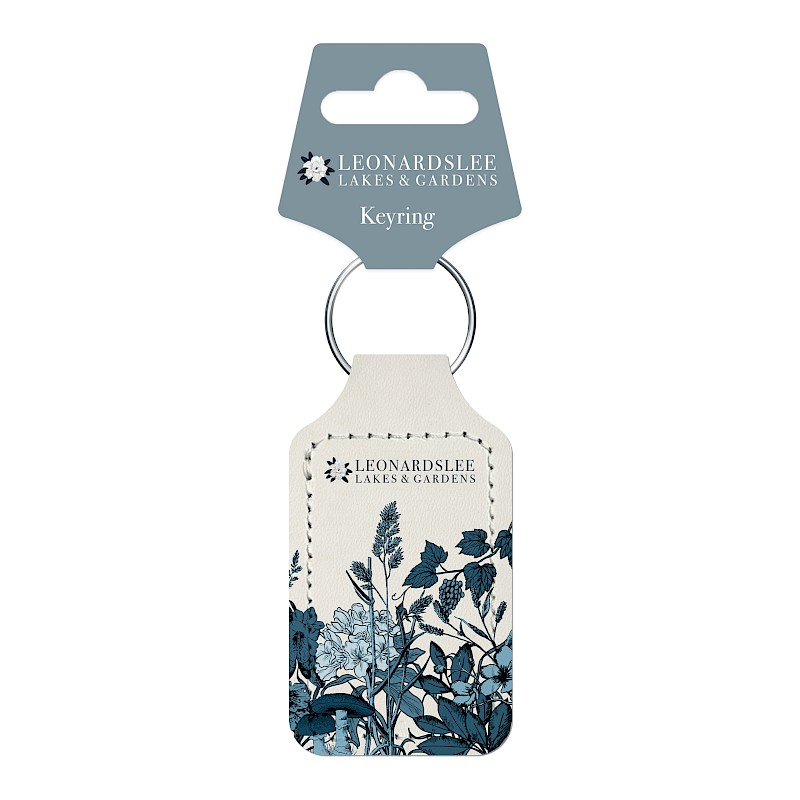 Leonardslee Gardens leather keyring with bespoke hang tag