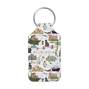 Edinburgh pattern leather keyring Thumbnail