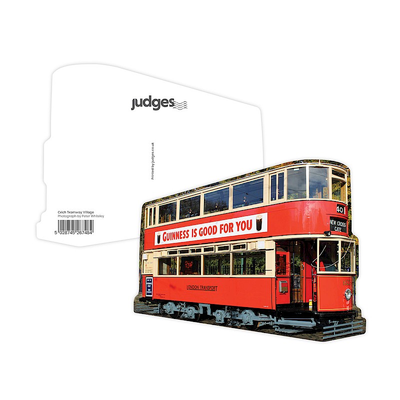 Die cut Postcard of a vintage tram